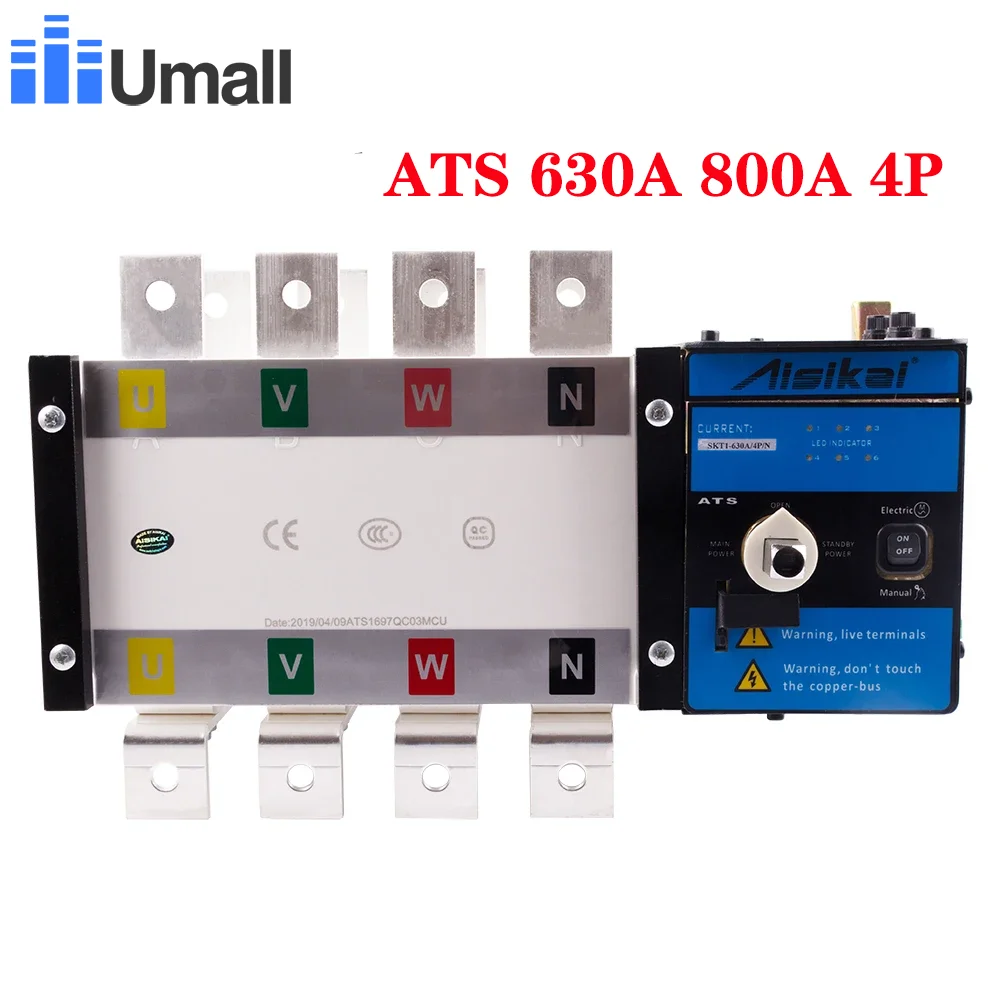 

ATS 630A 800A 4P Controller Automatic Transfer Switch Three Phase Smart Intelligent Dual Power Transfer for Generator Set