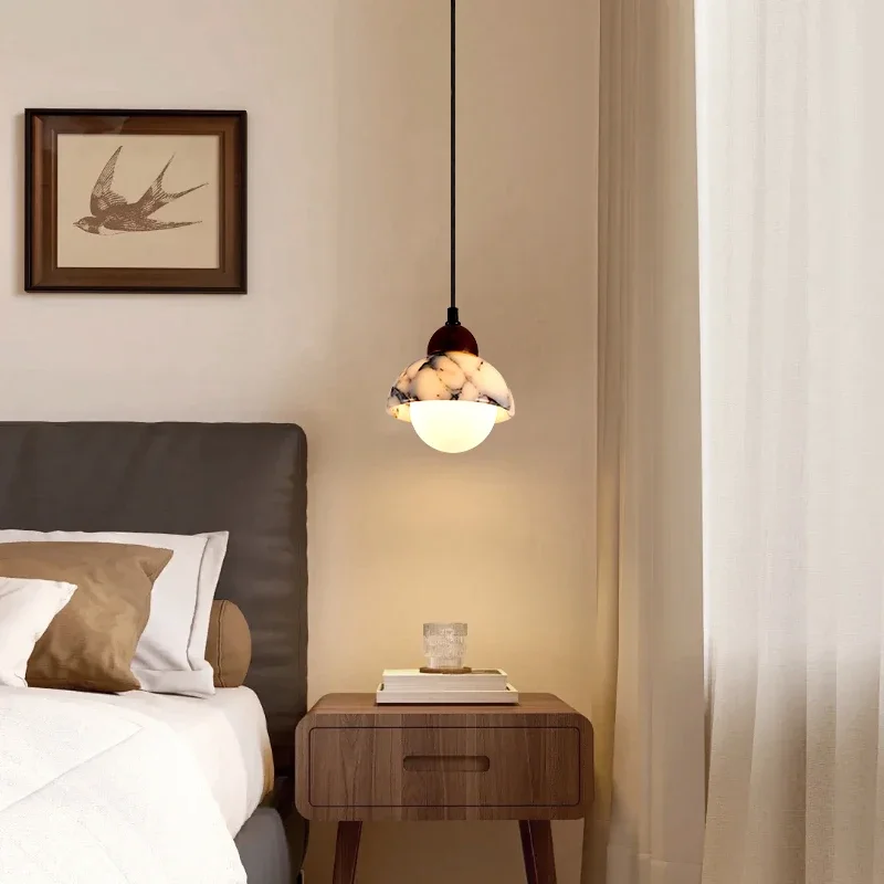 TechHPBedroom Bedside Pendant Lamp Natural Marble Italian Minimalist Living Room Entrance Table