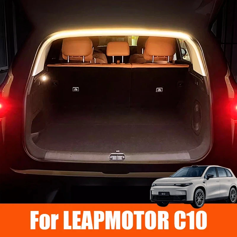 Car Rear Trunk LED Light Bar Strip For Leapmotor C10 2024 2025 Trunk Interior Brightening Decorative Lamp Strip Automatic Light