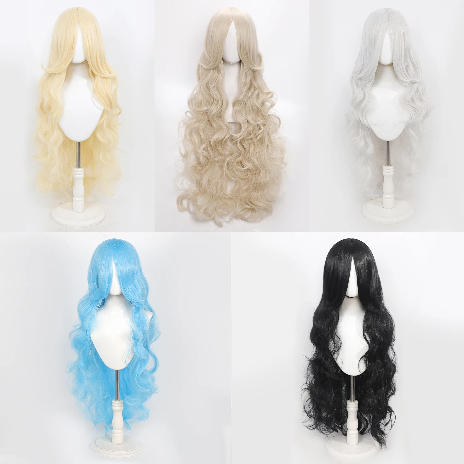 100cm Long Wavy Lolita Cosplay Wig Universal Heat Resistant Synthetic Hair Anime for Halloween Daily Party