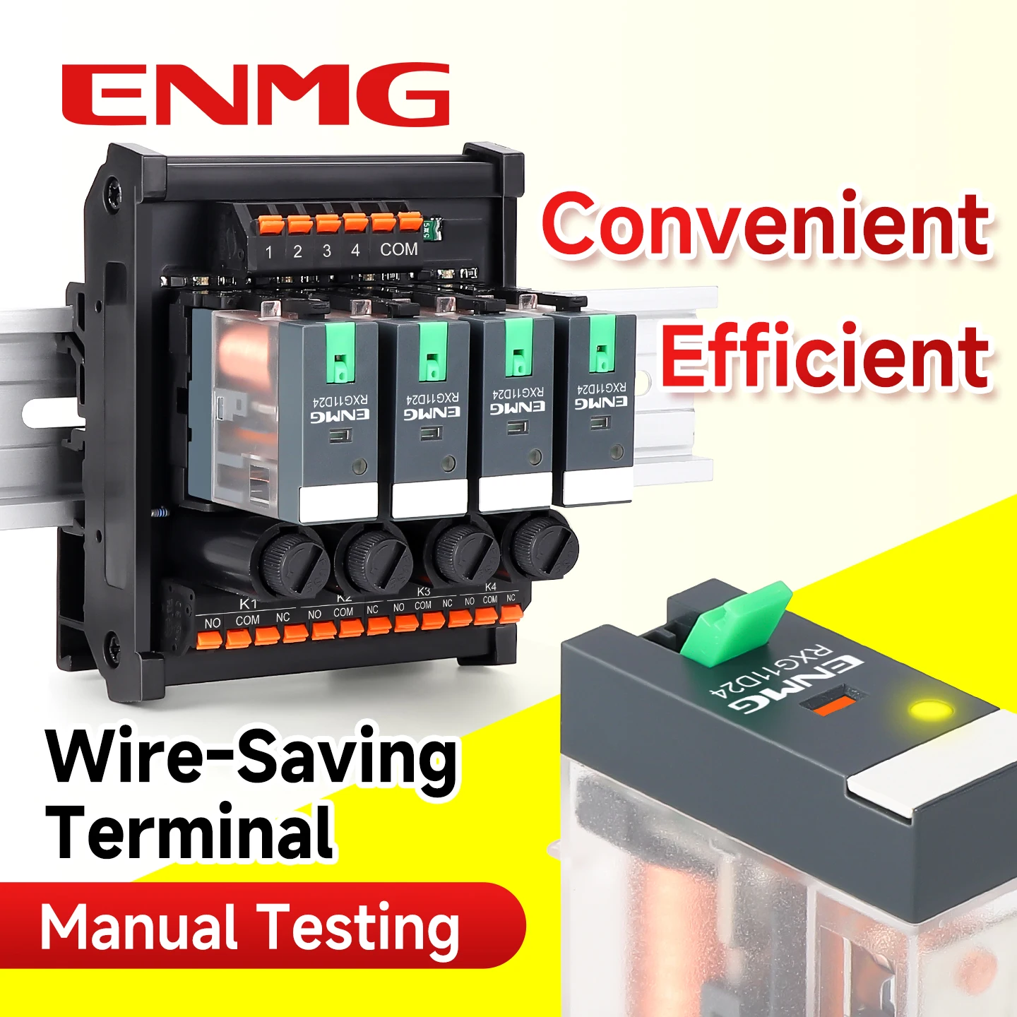 ENMG Power Relay Module 2/4/6/8/10/12/16-Channel Integrated Module DC24V 220V Arc Extinguishing Device Screw-Type PLC Amplifier