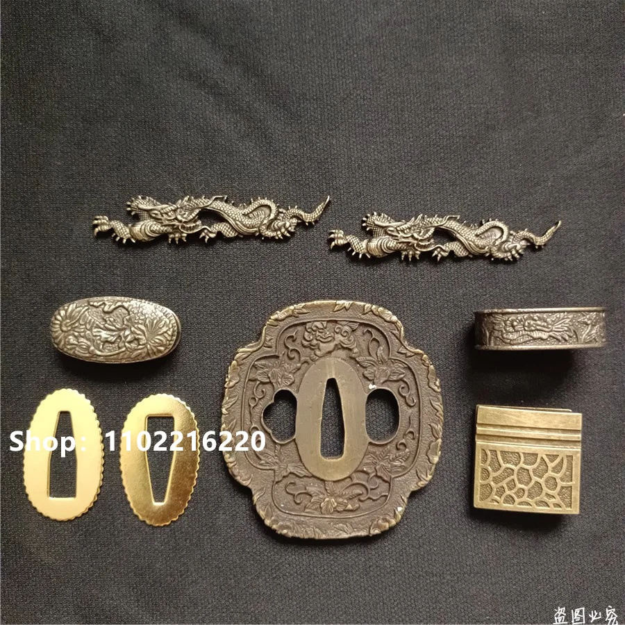 A Set Alloy Handguard Tsuba Guard Fuchi Kashira Menuki Habaki Seppa For Japanese Japan Samurai Katana Sword Fittings New