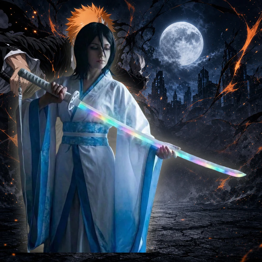 

40inch 101cm Katana Sword LED Light Up Mist Spray Vapor Glow PU Plastic Blade Anime Cosplay Costume Prop Luminous RGB Sword Samurai Ninja Katana Sabre Schwert Manga Japanese Glow Mist Katana Toy Gift Collection Display Set Full Size