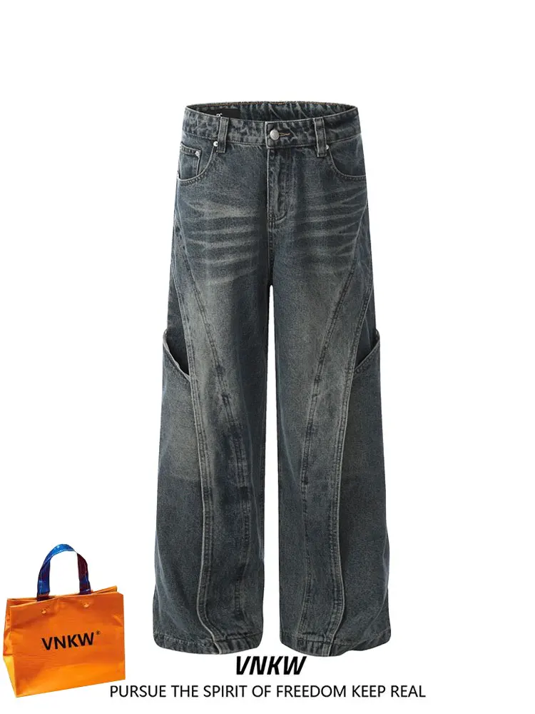 

Ретро-джинсы американского стиля для мужчин, повседневные, широкие, прямые, весна-осень, уличный стиль, свободные, унисекс, рабочая одежда