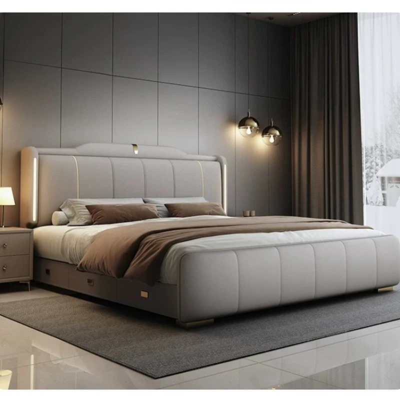 m*-Luxury leather bed - luxurious king-size bed for master bedroom - double bed for two people
