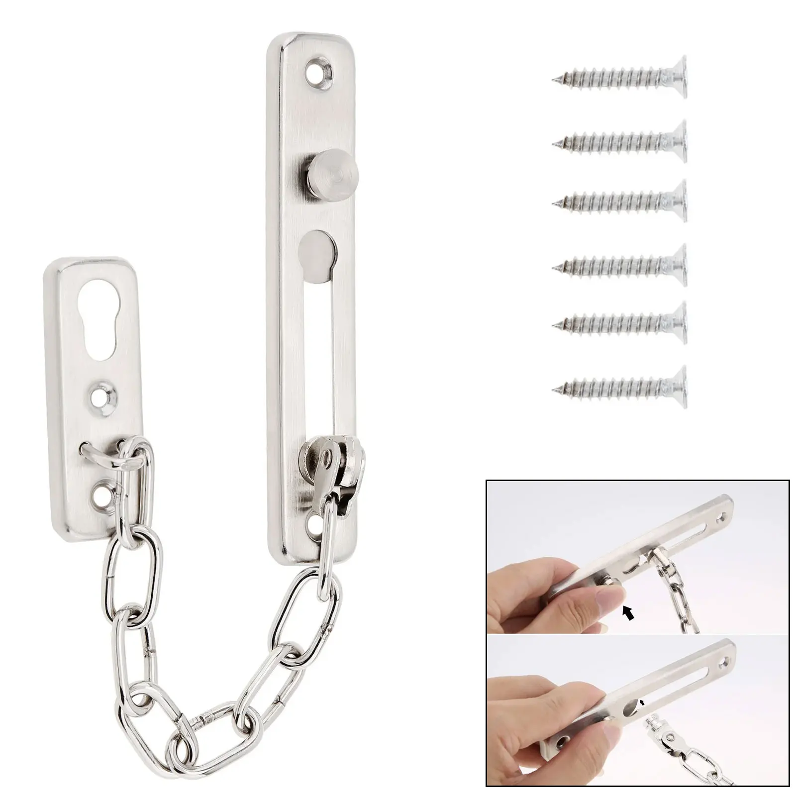 

1PCS Thickened Stainless Steel Solid Security Bolt Door Safety Guard Chain for Bedroom,Hotel,Homestay