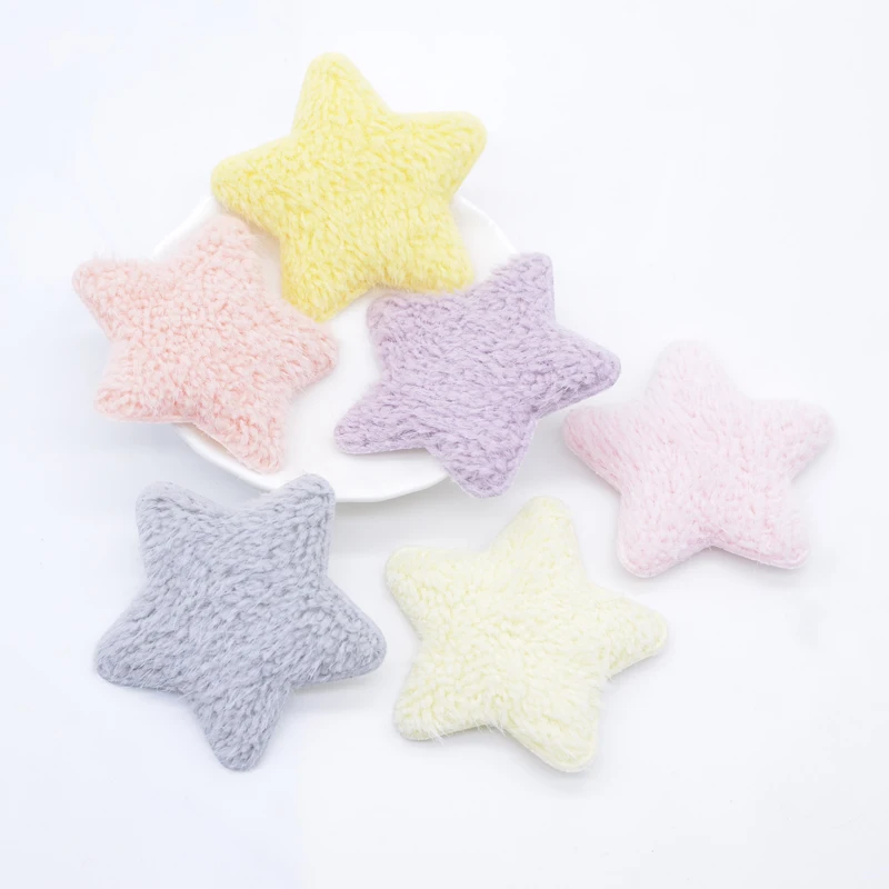 12Pcs 55mm Plush Star Appliques for Baby Clothes Hat Shoes Sewing Patches Decor DIY Headwear Hair Clips Bow Accessories