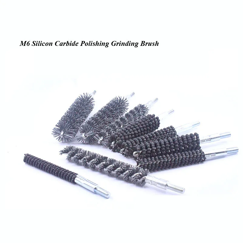 Grit#240 M6 Dia10~45mm interface silicon carbide wire polishing n grinding brush for Deburring polishing of valve inner hole