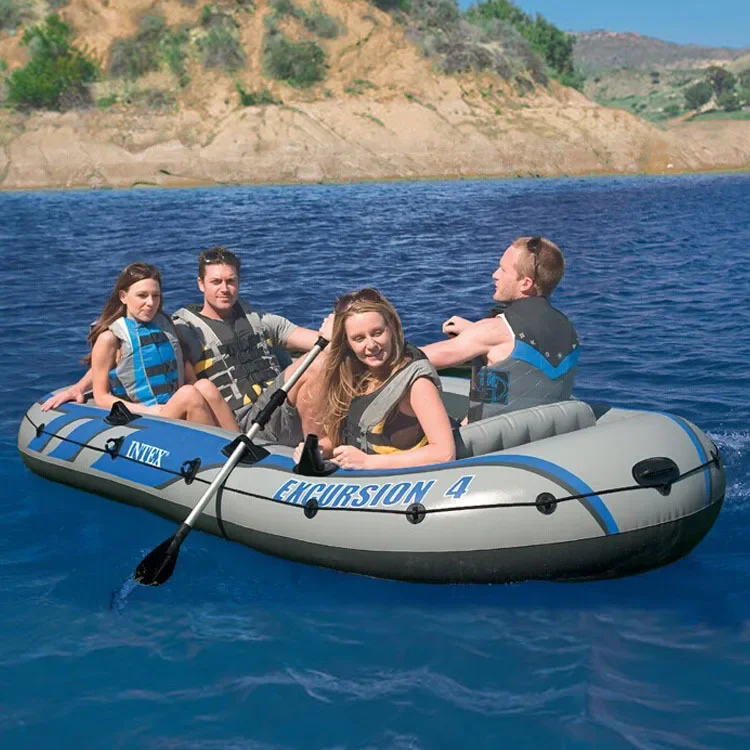 Inflatable Rubber Boat - 4-Person Kayak For Fishing, Rafting, And Rowing