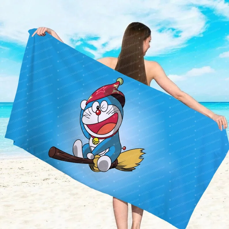 Doraemon Machine Cat Printed Beach Towel Microfiber Towel for Children/Adults Quick Drying Water Absorbing Swimming Pool Towel view 5