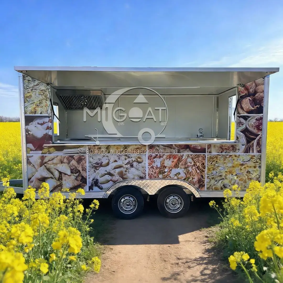 

Customizable Fiberglass Food Trailer Mobile Kitchen Cart for Fast Food Business with Unique Decoration