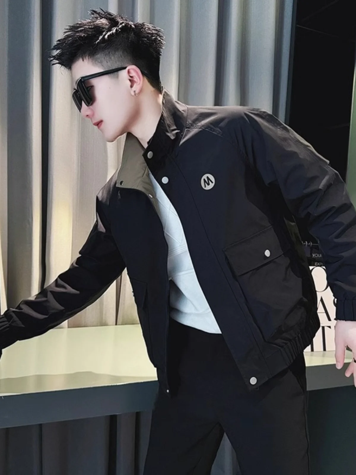 

Повседневная мужская рабочая одежда Jaet, модная брендовая молодежная модная городская модная куртка на молнии с защитой от ветра, ткань из полиэстера