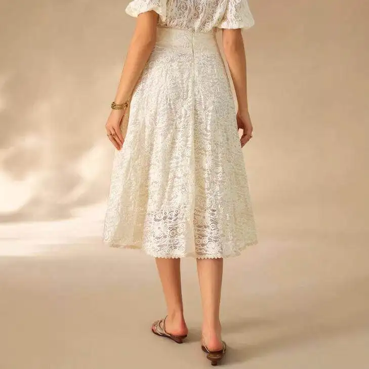 

Ele Simple Wide Waist Long Lace f Skirt Women's New Spring 2026 Faion Ladies' Clothing Soft ell Top Skirt