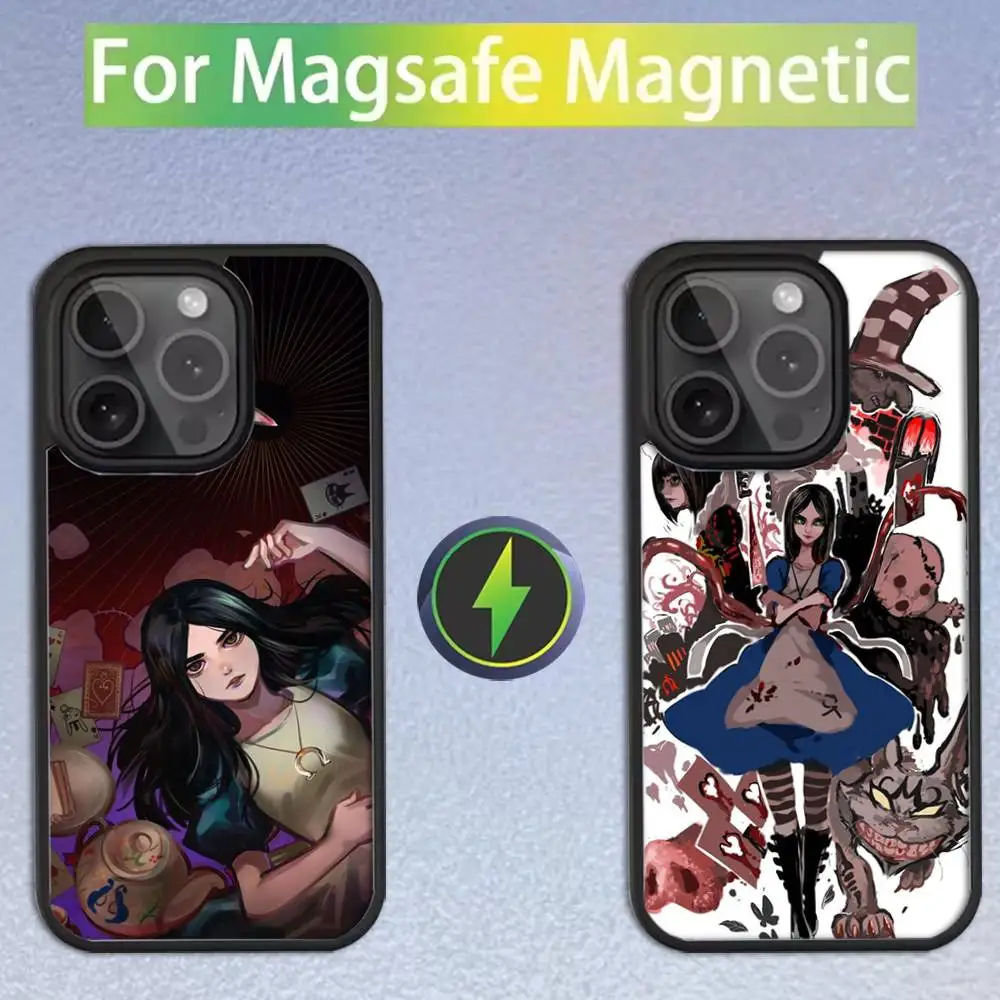

Чехол для телефона Game A-Alice Madness R-Returns для iPhone 16,15,14,13,12,11, Pro, Max, Plus, Mini, SE Magsafe с магнитной беспроводной зарядкой