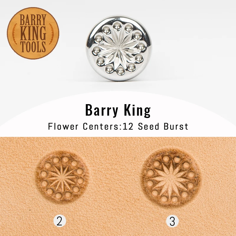 

BARRY KING TOOLS Leather Stamping Tool Flower Centers Of 12 Seed Burst Leather Working Carving Embossing Printing Stamps