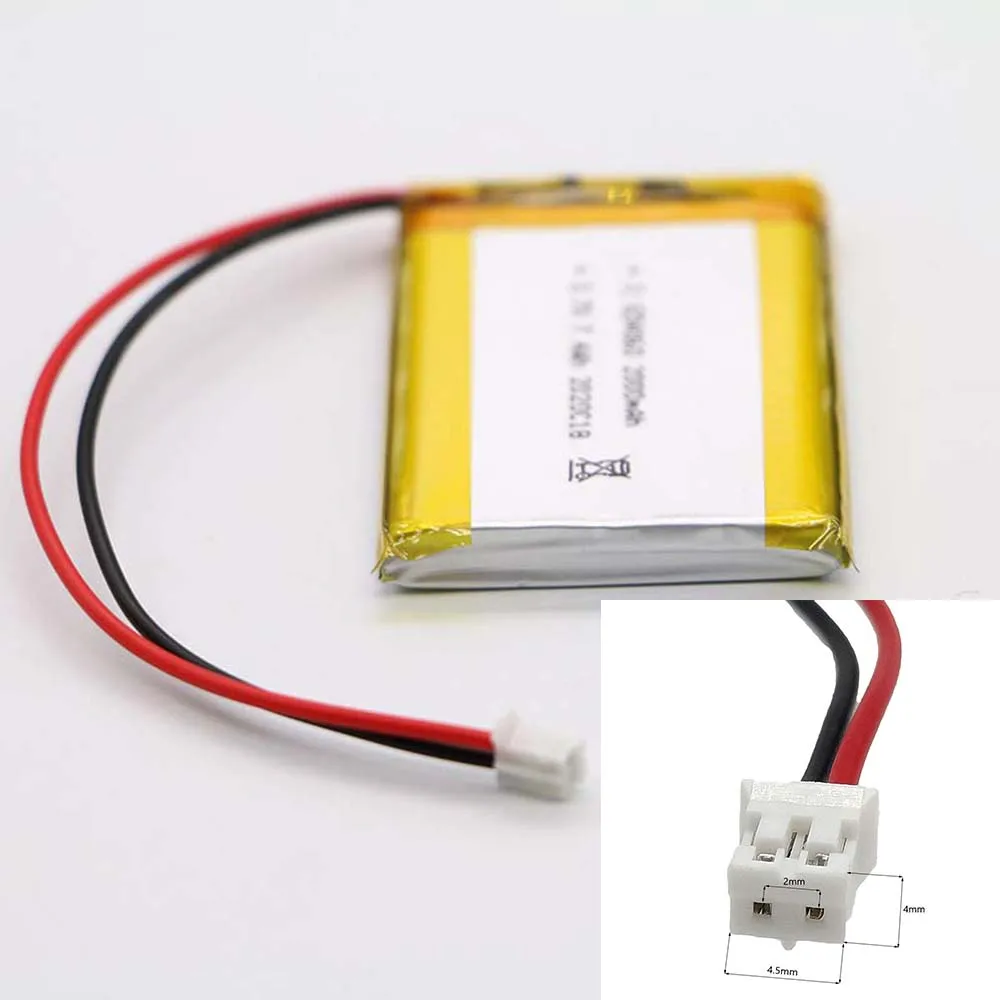 3,7 V 2000 mAh 654060   Batteria agli ioni di litio ai polimeri di litio 2.0 JST 2 pin per giocattoli elettrici TABLET POTENZA MOBILE DVD GPS MP4