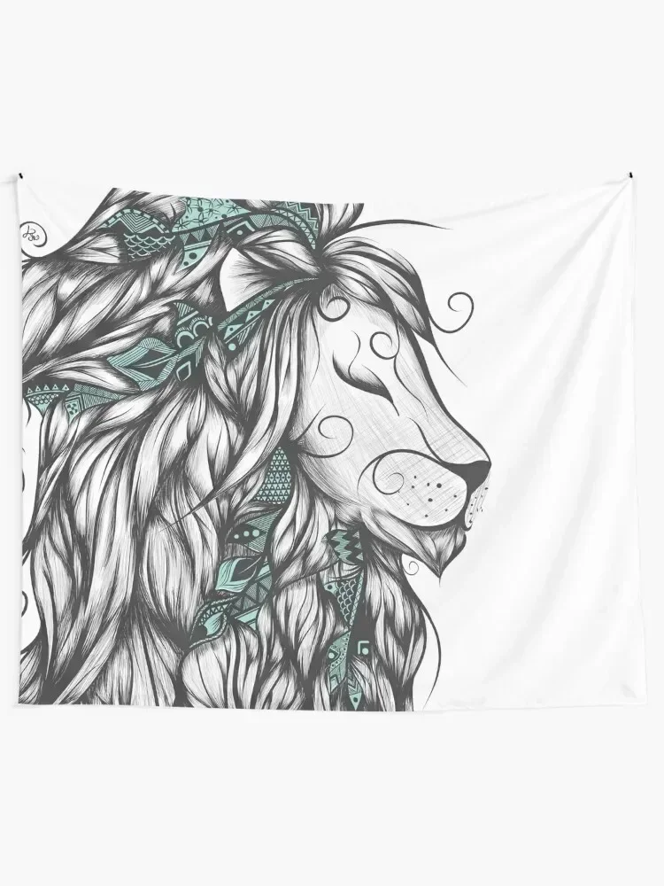 Poetic Lion Turquoise Tapestry Room Decorating Aesthetic Aesthetic Room Decorations Room Decor For Girls Tapestry