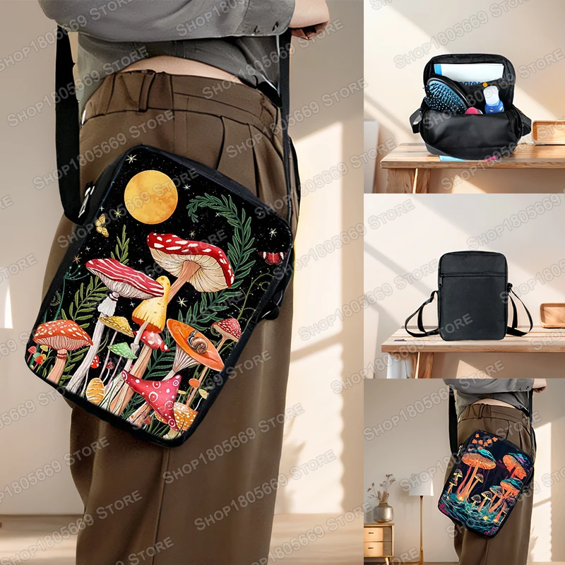 Leśna torba Crossbody z czerwonym grzybem motyl księżyc kobiety torebki do podróży dzieci torba na telefon torba na ramię prezent