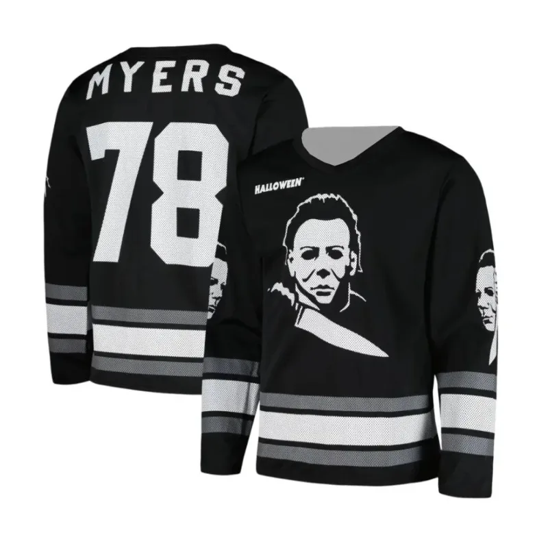 Horror Movie Inspired Masked Character 78# Ice Hockey Jersey Halloween 3D Print Family Matching Adults Kids Party Casual Top