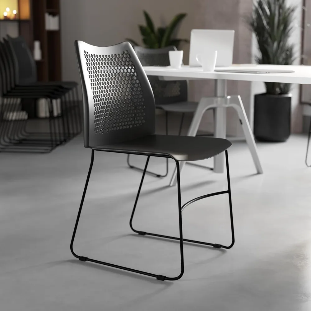 كراسي الردهة المحيطة من سلسلة Hercules من Flash Furniture: ظهور على شكل قرص العسل بفتحة تهوية لمقعد مكتب مريح وقابل للتكديس