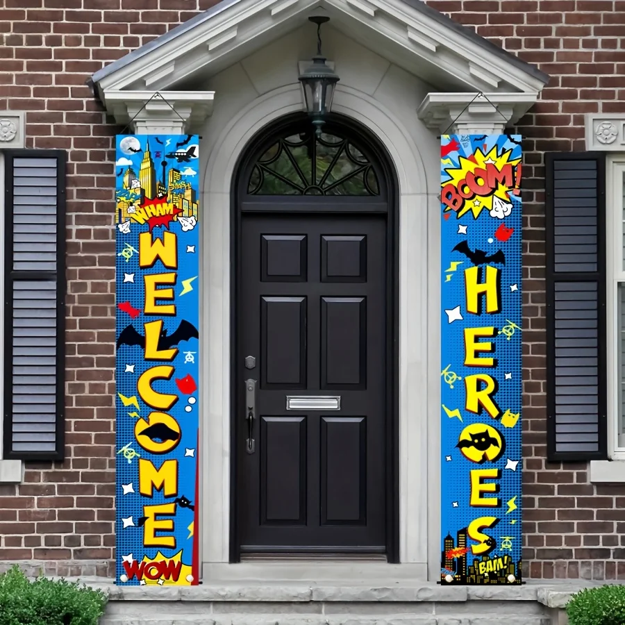 1 Paar, 2D flach, dekorativer Hintergrund mit Willkommens-Heldenmotiv, Veranda-Schildbanner, super lustige Hängedekoration, wsj – Detail 1