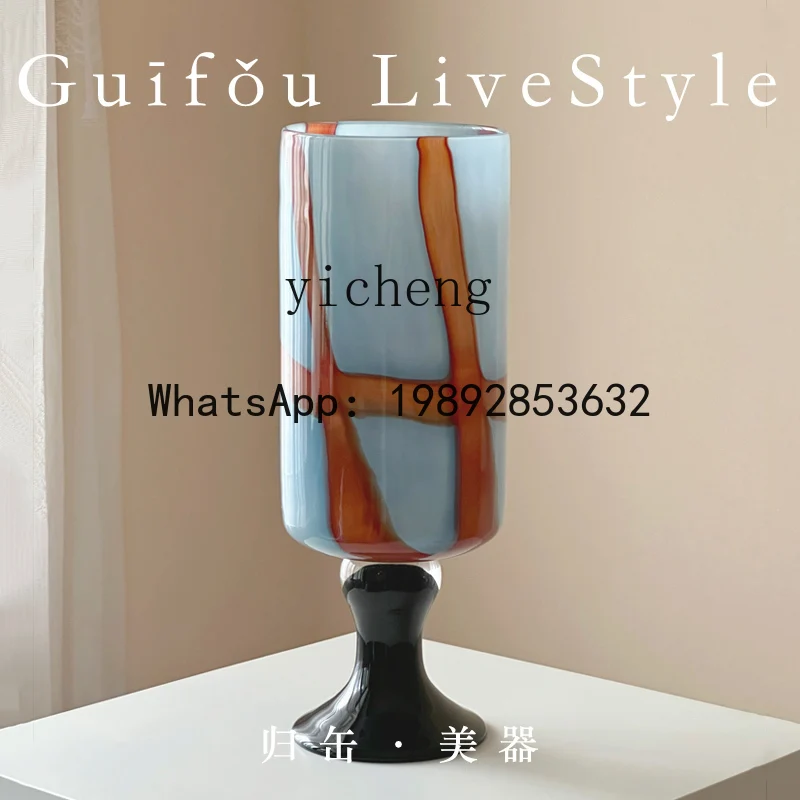 glazed vase tall living room entrance ornament stained glass holly flower ware