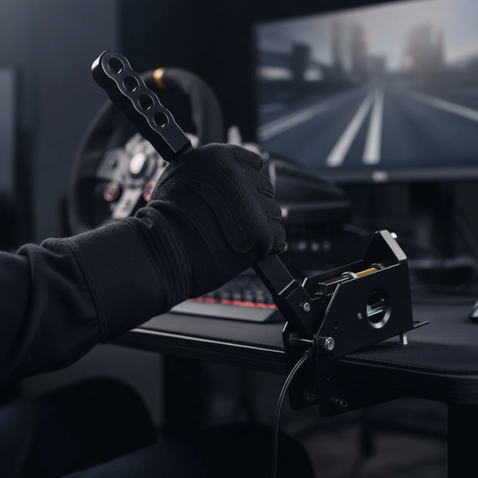 PC Gaming Handbrake Sturdy Sim Racing E-Brake USB Handbrake with Lever Plug and Play USB E-Brake Adjustable for Gamers