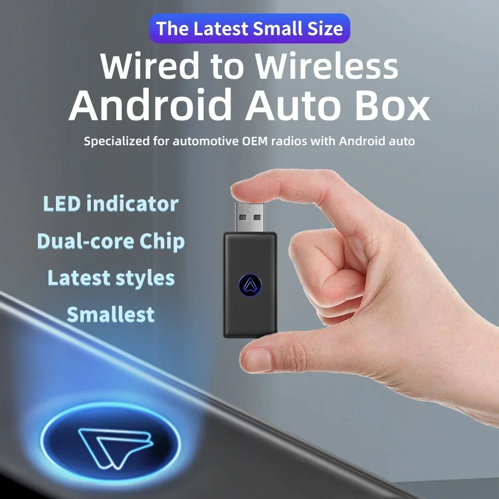 

New Upgrade Mini Wired to Wireless Android Auto Adapter for Wired Android Auto Car Smart Ai Box Bluetooth WiFi Auto connect Map