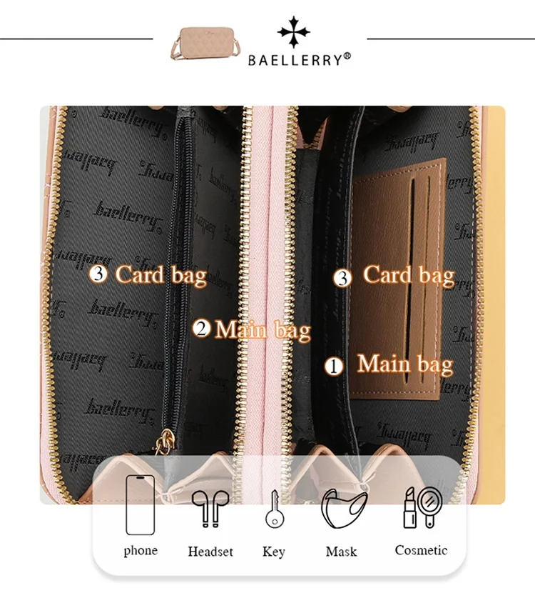 Fashion Women's Shoulder Bag Crossbody Mini Zipper Leather Mobile Phone Bag Lady Female Handbag Card Holders Purse Women Wallet