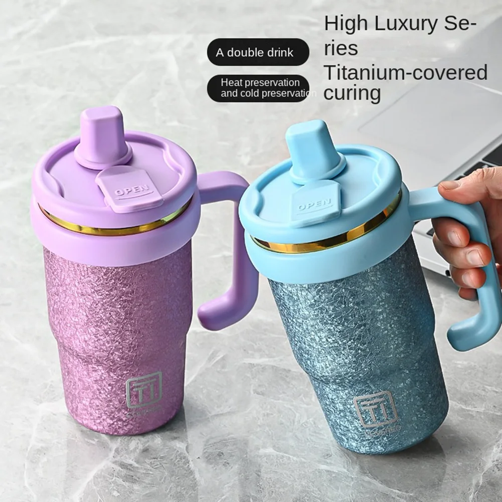 ABVJ-Sommer Große Kapazität Eis Blume Titan Thermos Tasse Doppel Trinkwasser Tasse Tragbare Eis Tasse