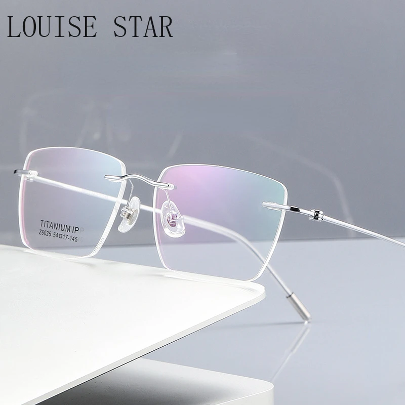 New Fashion Business Men's Glasses Frame frameless Pure Titanium Prescription Glasses Frame Women's Glasses