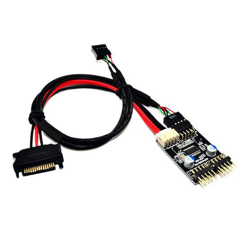 

9-контактный USB-разъем 1–2 USB-удлинительный кабель USB-концентратор USB2.0 9-контактный разъем-адаптер с кабелем питания SATA