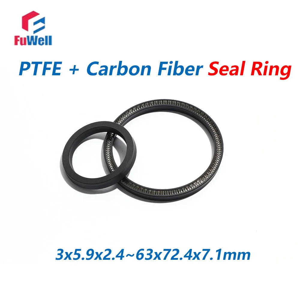 FuWell PTFE Carbon Fiber Piston Seal O-Ring for Shaft Rotating Equipment High Performance Filling Equipment Piston Ring ID3~63mm