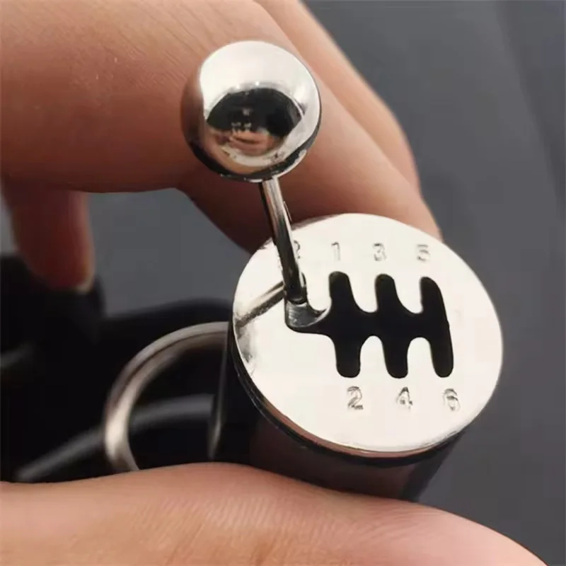 1pcs Metal Keyring Creative Car Shifter Keychain Six-Speed Gear Stick Knob Gearbox Model Key Antistress Adults New Fidget Toys