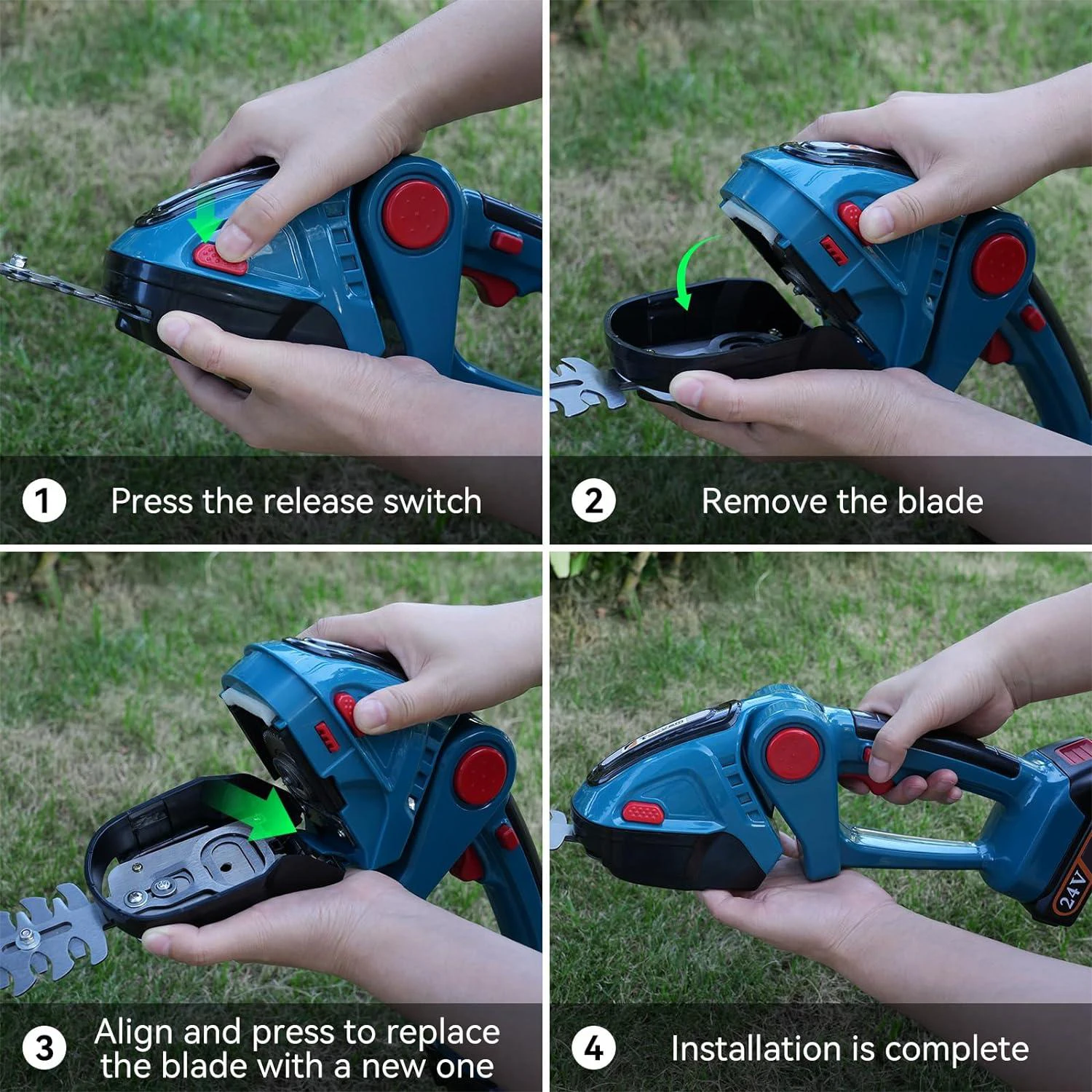 2-in-1 200MM Elektrische Heckenschere Handgeführter Rasenmäher Gartenschere Elektrowerkzeug für Makita 18V Akku – Detail 4