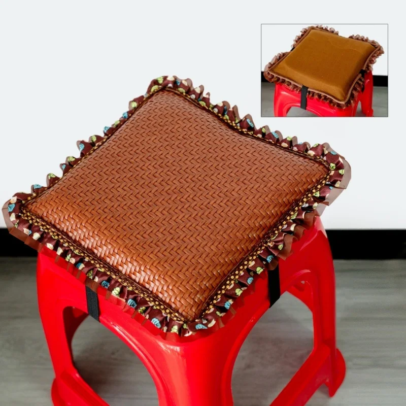 for Office Chair Cushion Anti-Slip Bamboo Seat Pad Elevated Plastic Stool Summer Double-Sided Cooling Seat Cover European