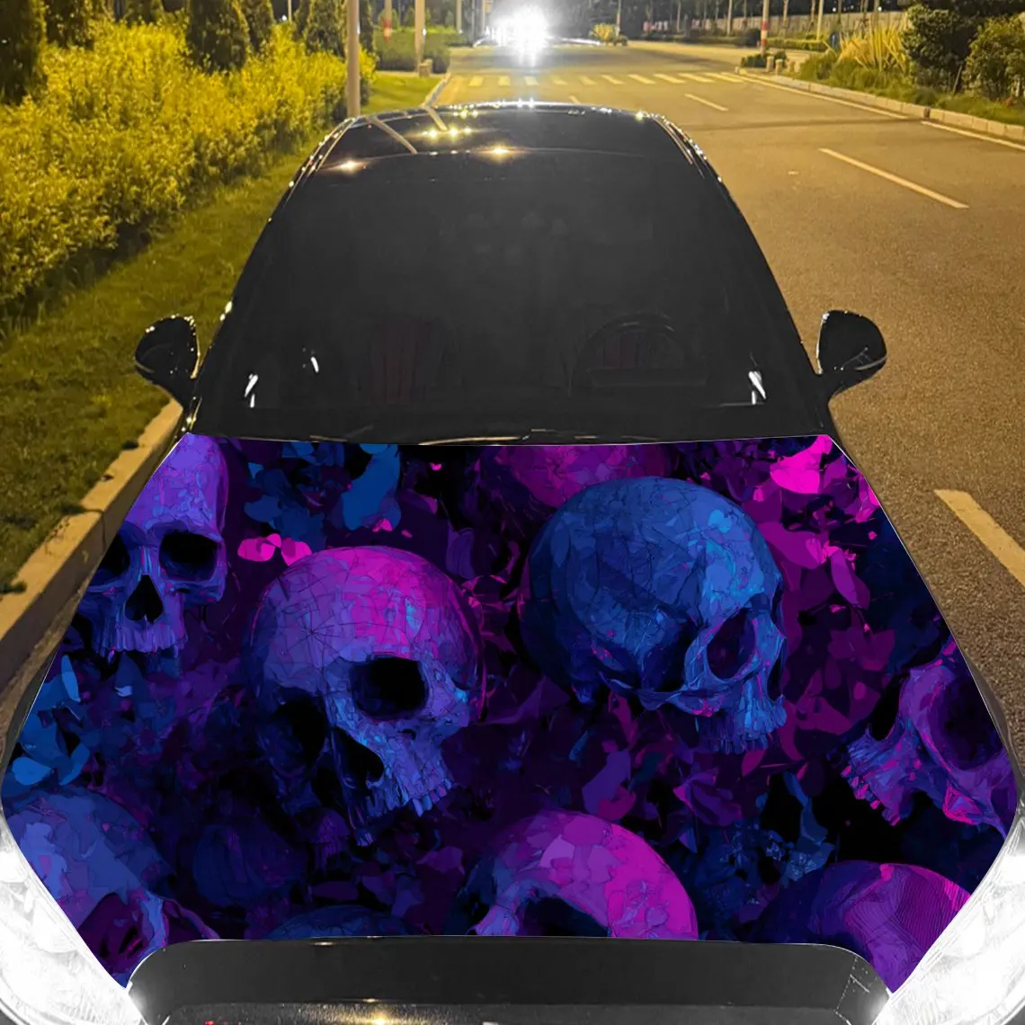 

Car Decal Skulls in Rich Purple & Blue Tones - Edgy Reaper-Themed Aesthetic Car Hood Sticker, Waterproof Self - Adhesive PVC Gra