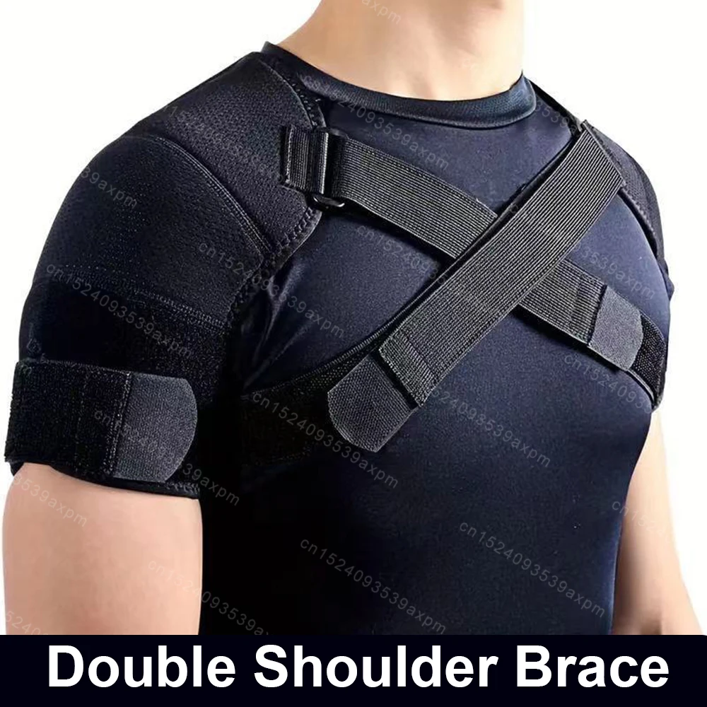 

Double Shoulder Brace Adjustable Hook Straps Shoulder Support Shoulder Strap Cross Compression Bandage for Back Pain Relief