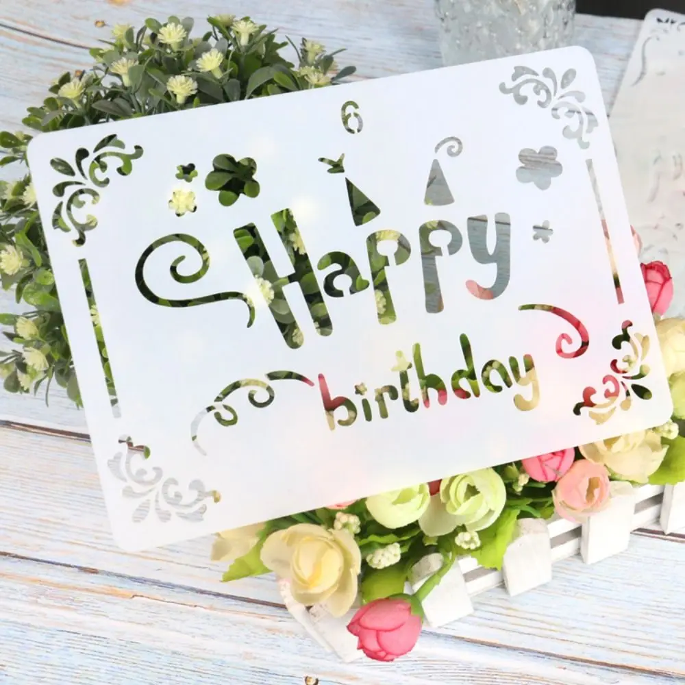 

Diverse Happy Birthday Card DIY Reusable Convenient Birthday Party Decorations Hollow Out Odorless Painting Scrapbooking Student