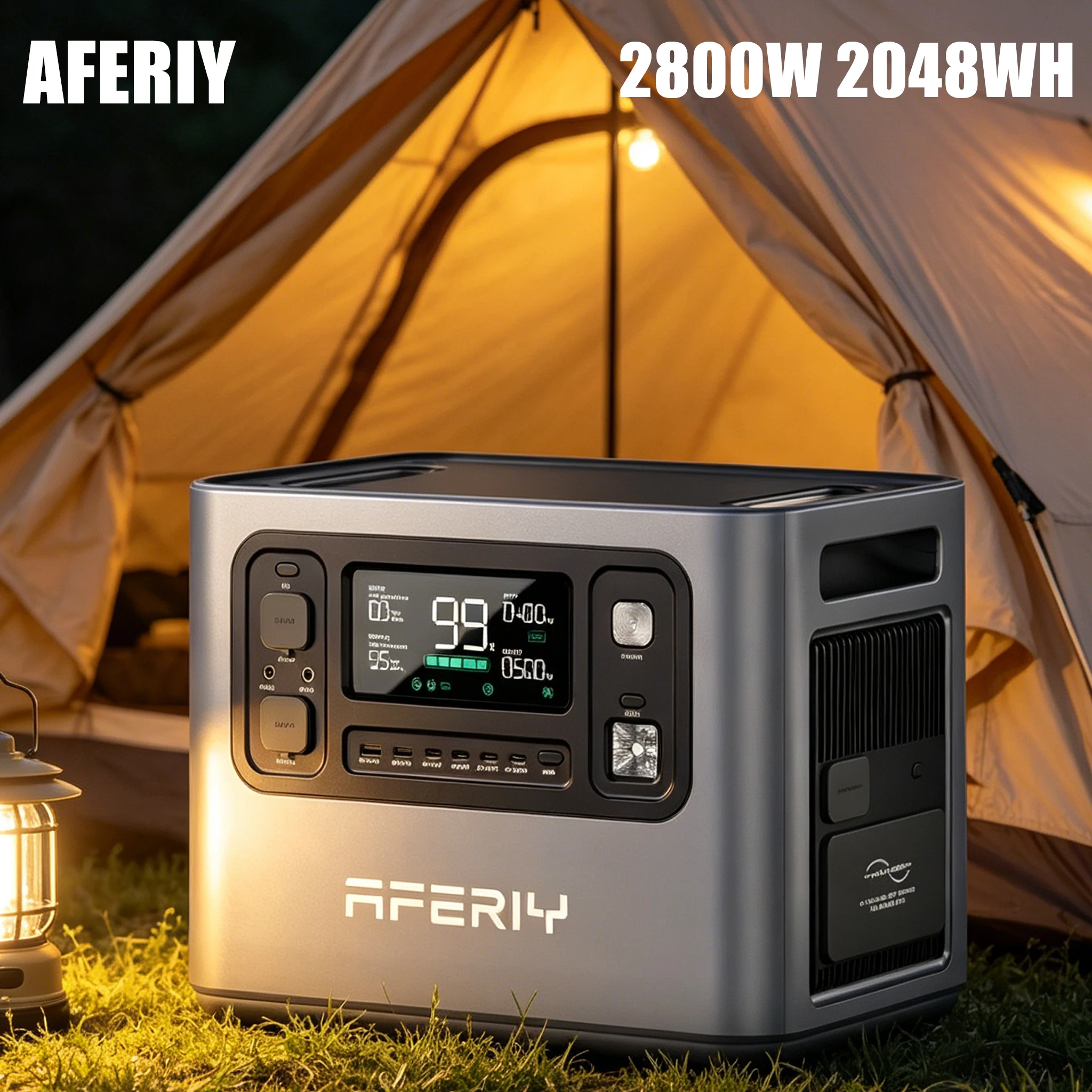 Station d'alimentation portable AFERIY P280 2800W, charge solaire, batterie LiFePO4 2048Wh, connectable à l'application, pour la maison, le camping en plein air, alimentation mobile