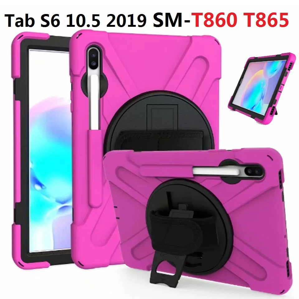 

Tab S6 10.5 T860 Armor Case for Samsung Galaxy Tab S6 10.5 2019 SM-T860 T865 SM-T865 Case Shockproof Hand Strap Funda Cover #S