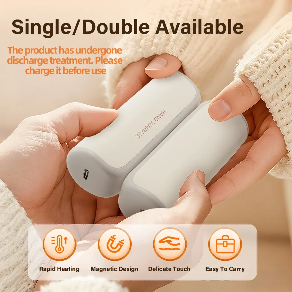 

Portable Hand Warmer - 3 Heat Settings Modes 3000mAh Rechargeable Battery Compact Pocket Design for Outdoor & Everyday Warmth