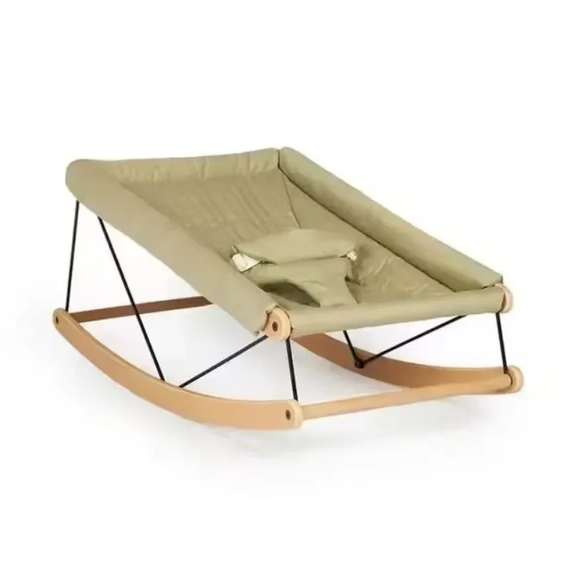 Wooden Rocking Chair Sleeping Artifact Soothing Cradle Toy Rack Lying Chair Cradle
