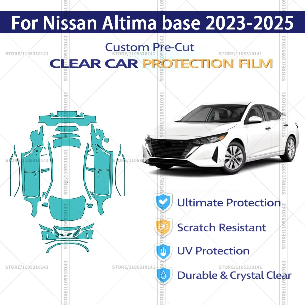 Pre-Cut Paint Protection Film PPF Transparent Car Film Professional Automotive PPF Full Vehicle For Nissan Altima base 2023-2025