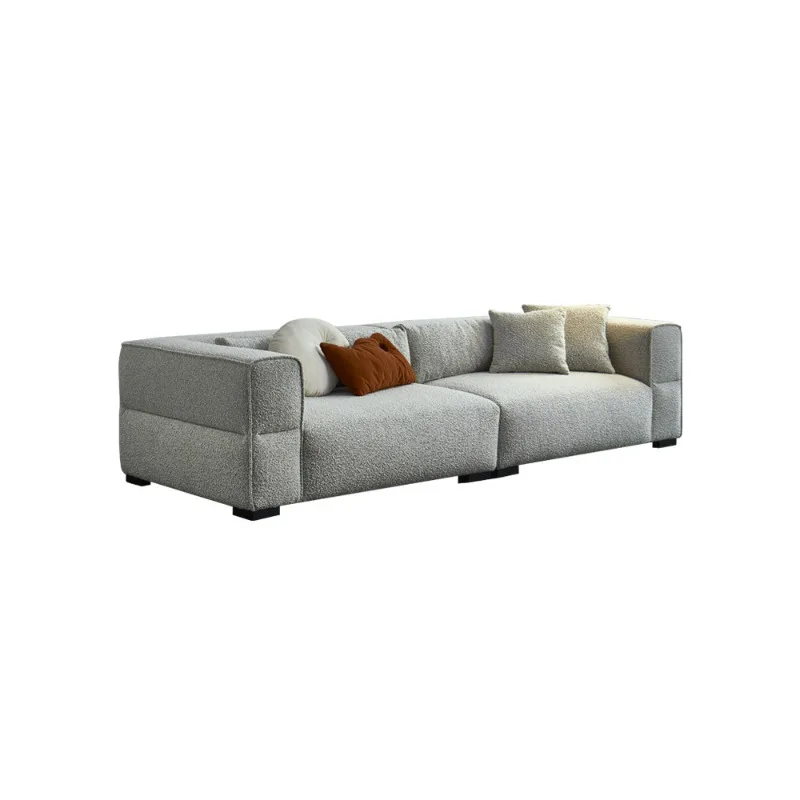 Fabric sofa Nordic tofu cubes Japanese-style wide cream lamb wool, expression wabi-sabi retro three-person sofa