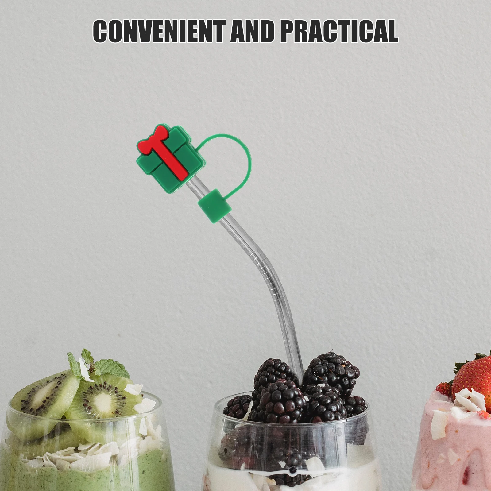 

6pcs Christmas Silicone Straw Toppers Reusable Holiday Drinking Caps For Kids Cups Sports Bottles Tumbler Accessories Elk Bunny