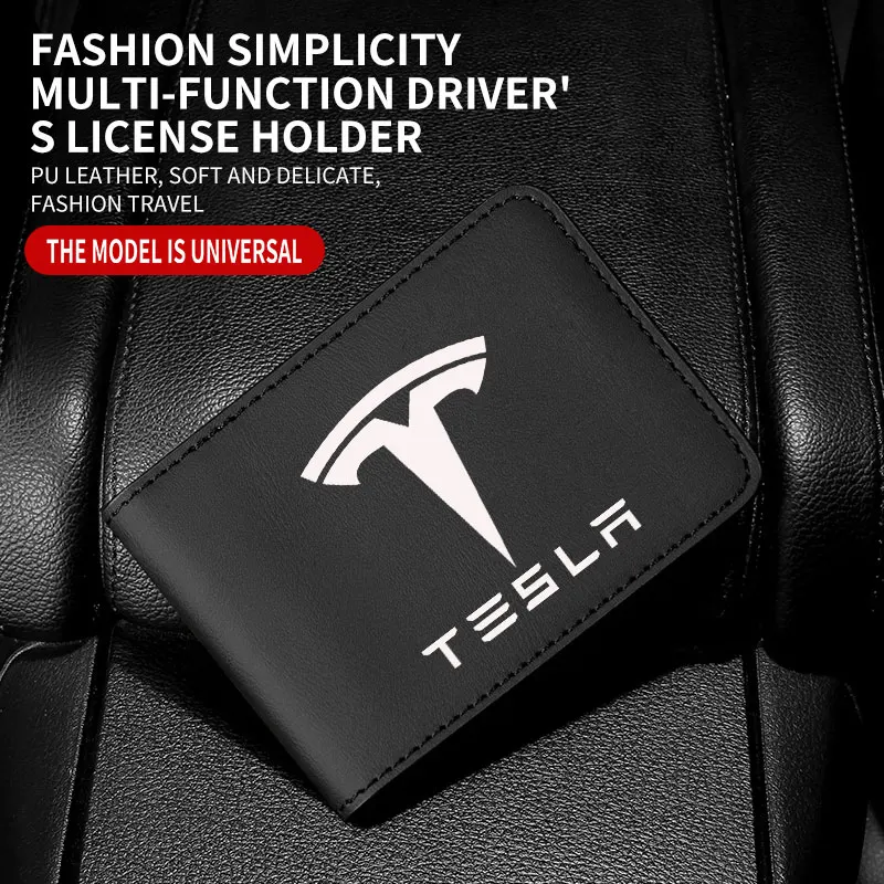 رخصة قيادة رخصة قيادة سيارة تسلا اثنين في واحد جلد متعدد الوظائف مجلد السيارة رخصة القيادة حماية الكون #4