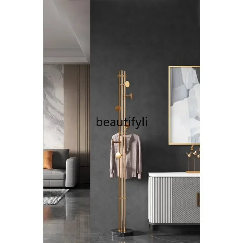 182QQAll copper light luxury creative hanger living room marble floor coat rack rotating coat hook