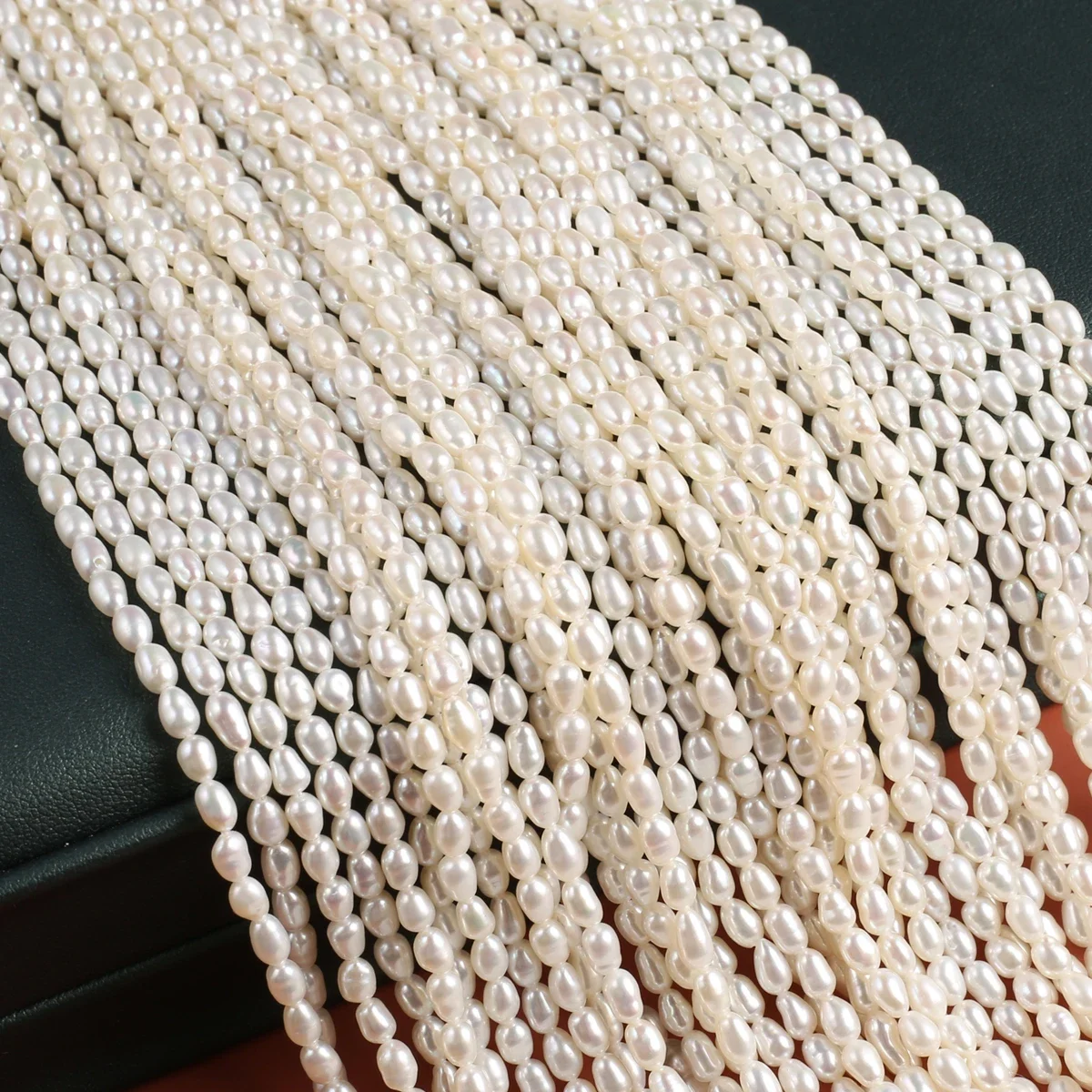 

AAA 3-3.5mm Natural Freshwater Pearl Beaded Rice Shape Punch Loose Beads for Make Jewelry DIY Bracelet Necklace Accessories