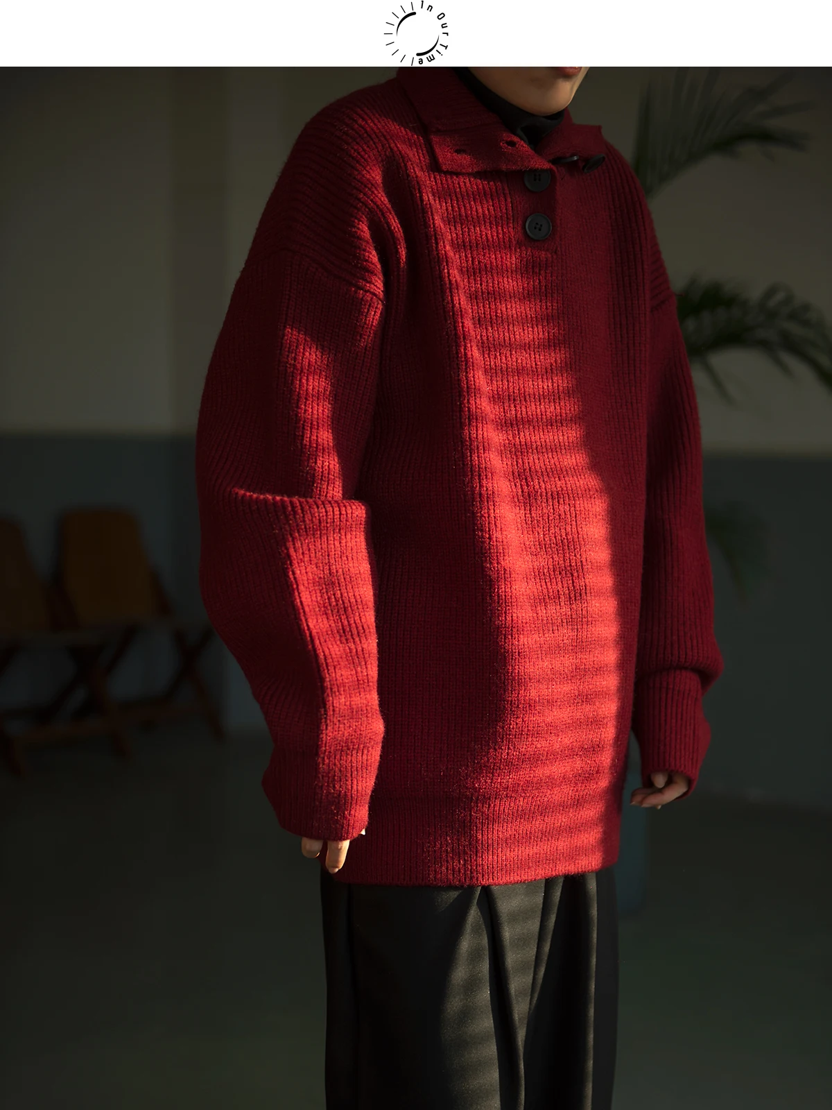 

InOurTime Color Simple Knitted Sweater Women's Loose Vintage Neutral Autumn Winter Versatile Crew Neck Pullover
